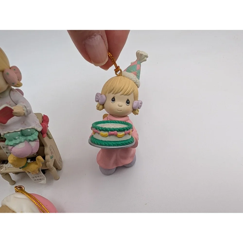 Precious Moments Christmas Ornaments Lot Pastel Holiday Birthday Figurines